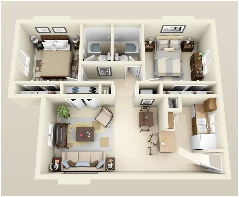 3D architectural design floor plans