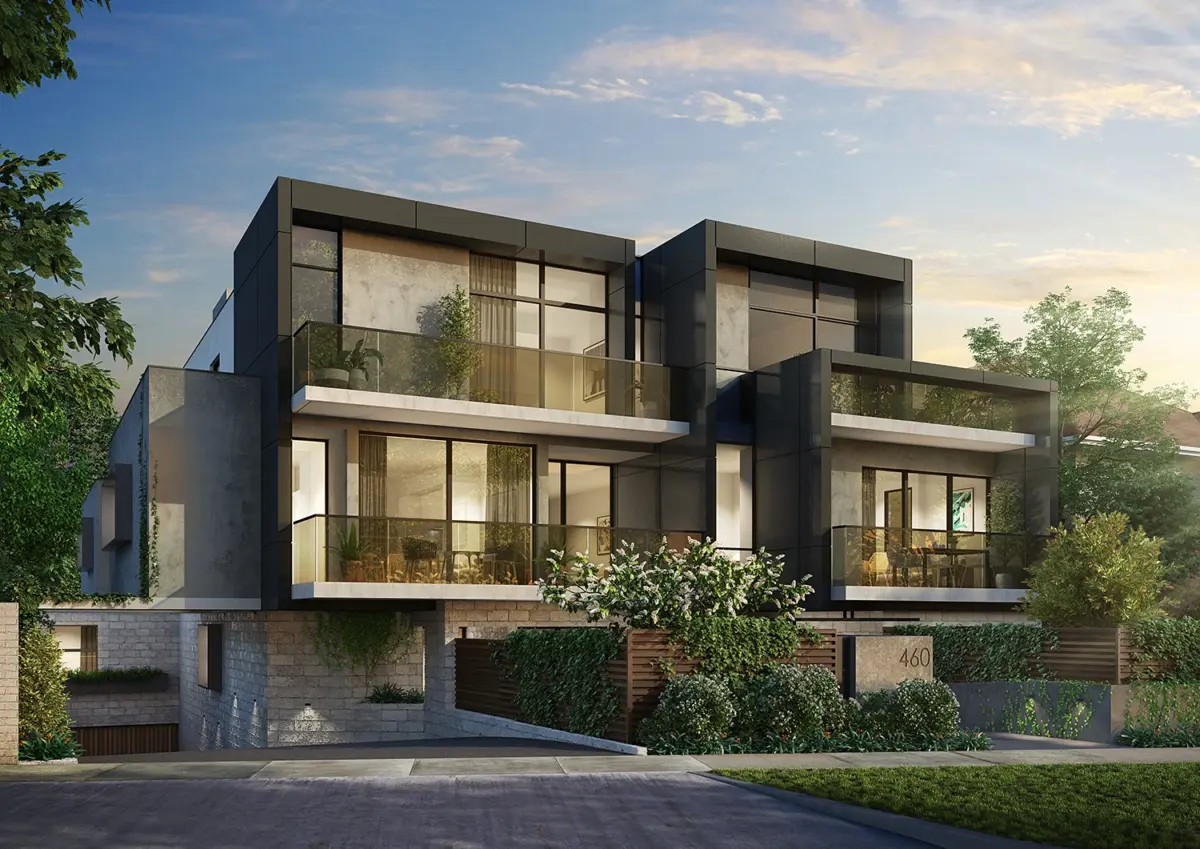 Photorealistic 3D architectural rendering of a modern residence in Georgia