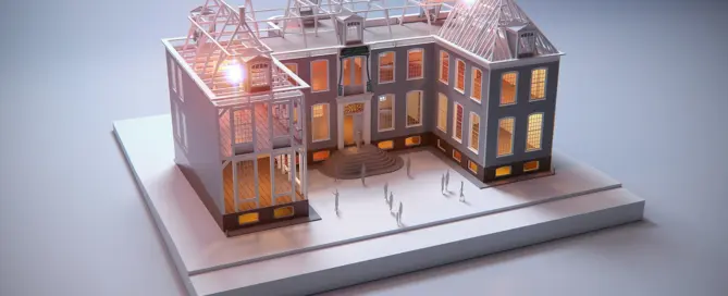 2000s style architectural 3D models