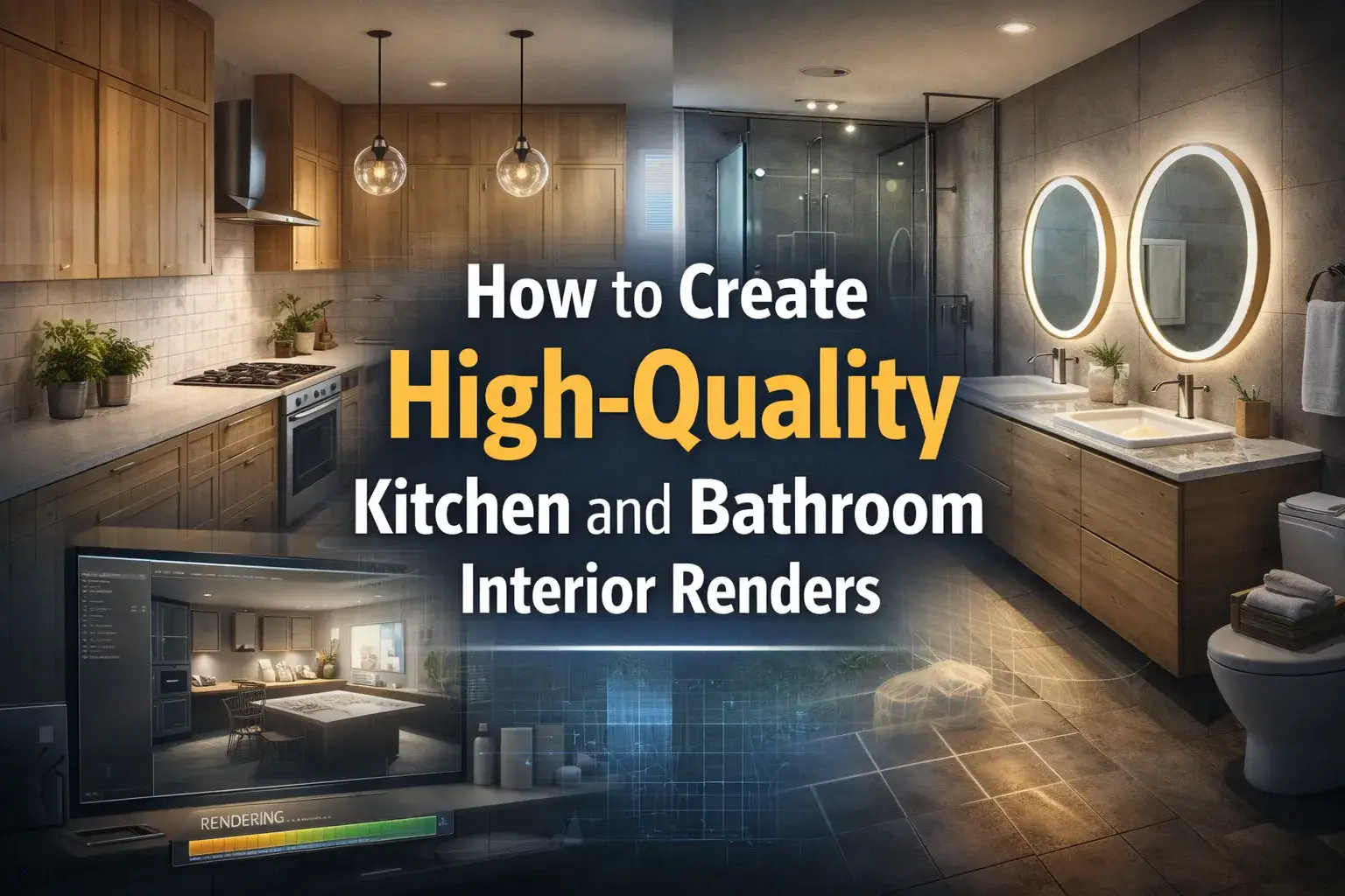 create high-quality kitchen and bathroom interior renders