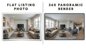 Flat listing photo v 360 Panoramic renders