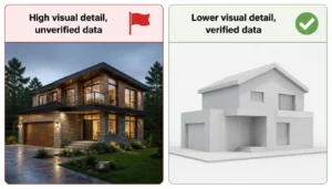 Comparison graphic contrasting Level of Development and Level of Detail in BIM models