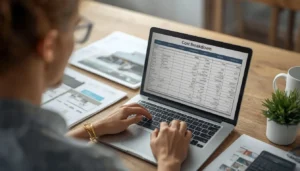 Homeowner reviewing barndominium cost breakdown and construction budget documents