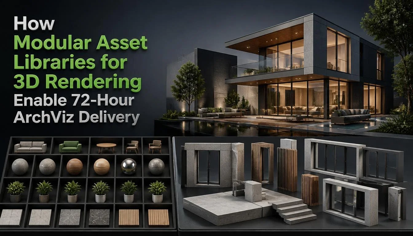 How Modular Asset Libraries for 3D Rendering Enable 72-Hour ArchViz Delivery