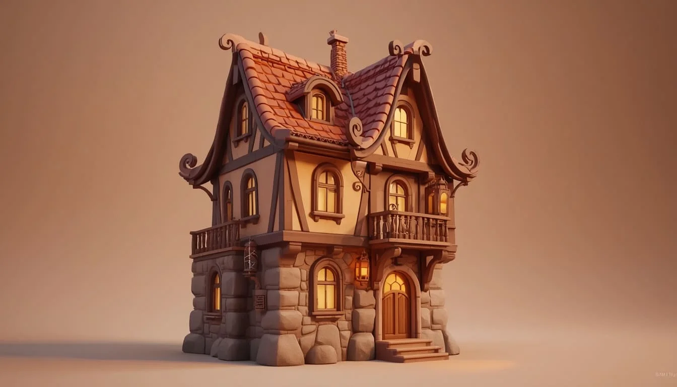 High-Poly Stylized Style interior rendering