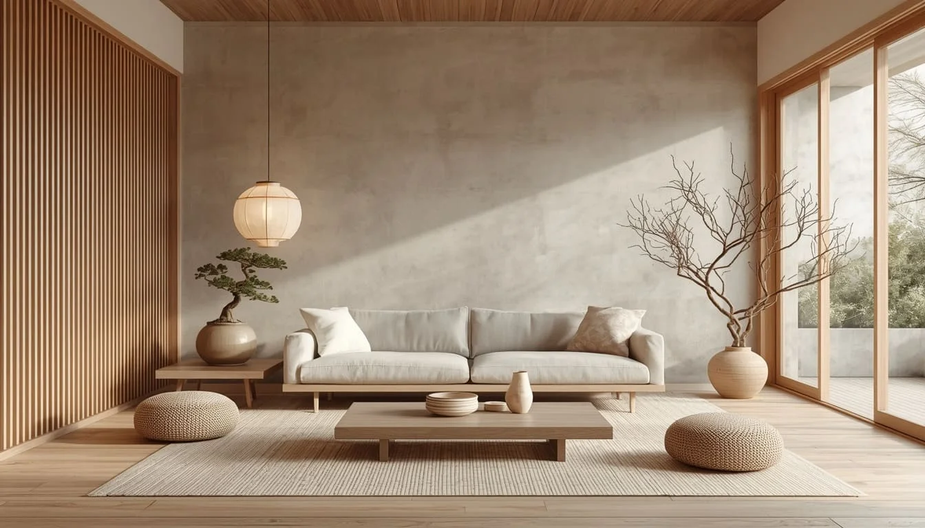 Japandi interior rendering